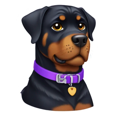 Rottweiler wearing purple collar sticker