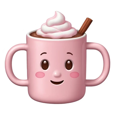 Light Pink mug of hot chocolate with marshmallows  sticker