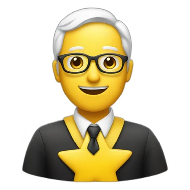 A man wearing a yellow star with a deutch friend sticker