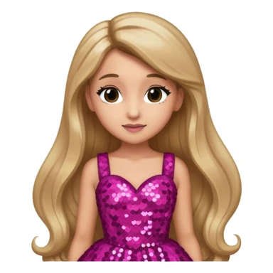 Ariana Grande with long dark blonde hair, dark pink sequin dress sticker