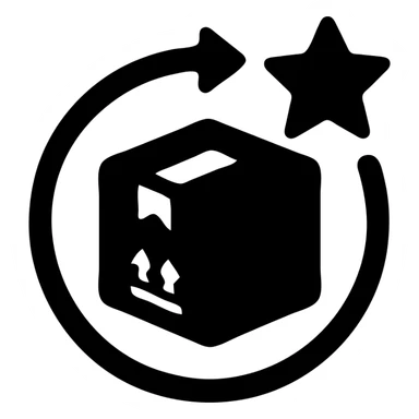 Minimalistic icon representing 'Supply Chain Experience' using a logistics symbol, designed in a solid black filled style, focusing on clean lines and minimal details. sticker