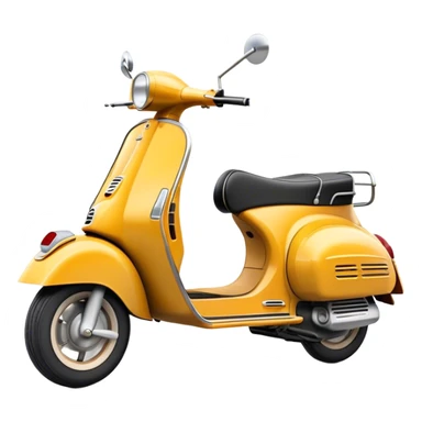 Cinematic Realistic Vespa Scooter Emoji, depicted as a stylish vintage Vespa with sleek retro design and vibrant colors, rendered with crisp textures and dynamic sunlit lighting that captures its iconic Italian charm. sticker