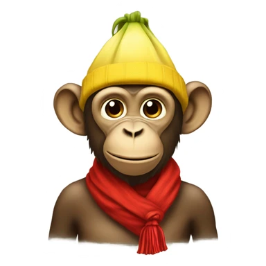 Monke with banana hat and red scarf sticker