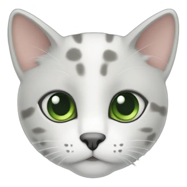 cat mainly grey with white spots fur and green eyes sticker