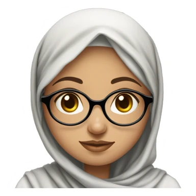 Palestinian girl, light skin, with a vela hijab an round glasses wearing a keffiyah sticker