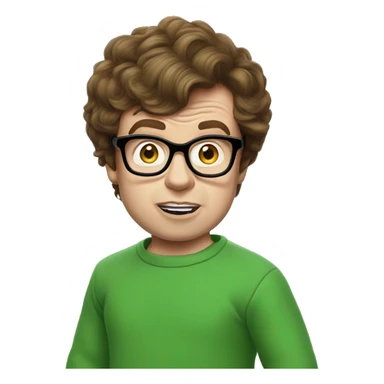 Surprised Austin Powers, brunette, green sweatshirt sticker