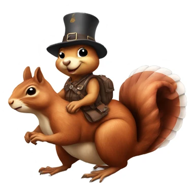 Squirrel riding a turkey sticker