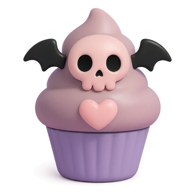 gothic cupcake, vinyl figure style, pastel colors, dark aesthetic sticker