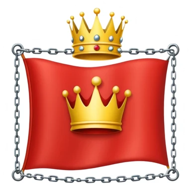 red flag with a crown over  with a yellow square chains inside sticker