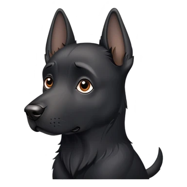 black dog with one limp ear and one erect ear sticker