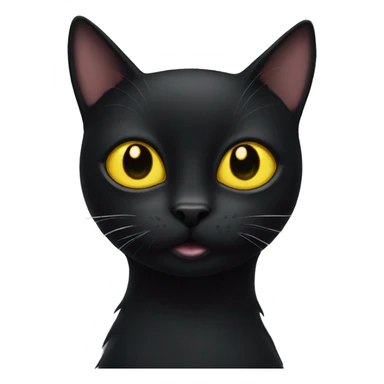 Black cat with yellow eyes plays with a sock  sticker