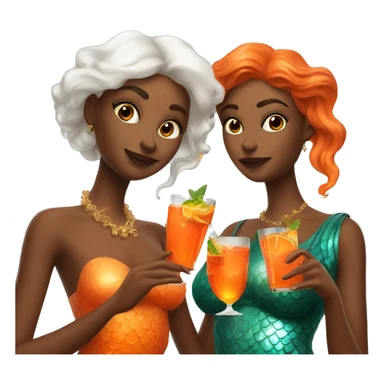 Three beautiful mermaids drinking aperol sticker