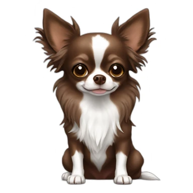Chocolate long haired chihuahua with some white on chest sticker