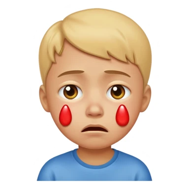 sad child with big tears on face, apple style emoji sticker