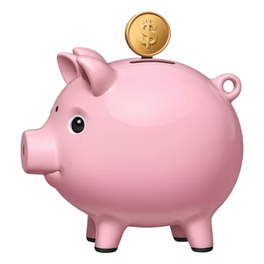 A piggy bank with a coin being inserted, symbolizing company pension savings. Minimalist, clean emoji design. sticker