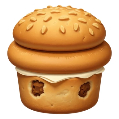 plain bun with a fluffy, biscuit-textured top sticker
