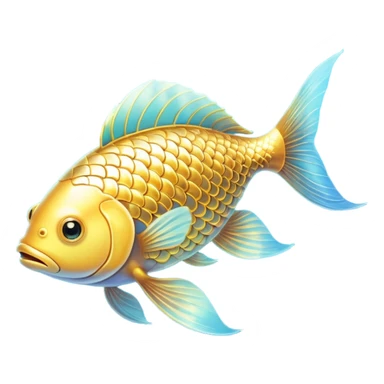 Shimmering golden fish transforming into an omega-3 symbol as it swims toward a luminous brain. Radiant neural pathways extend from the brain, meeting the flowing golden energy from the fish. All elements emit a soft ethereal glow with subtle blue undertones. sticker