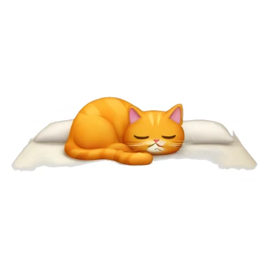 Gato naranja durmiendo sobre una cama de comida sticker