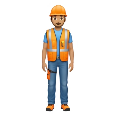 man in orange hi vis vest and jeans, standing full body sticker