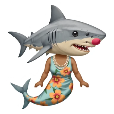 create me a slack emoji of a very old tiger shark dressed like a grandma sticker