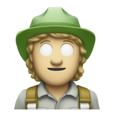 gardener pith helmet jacket white green trees smirk sticker