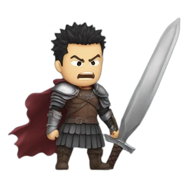 angry berserk guts carrying a huge sword on his shoulder sticker