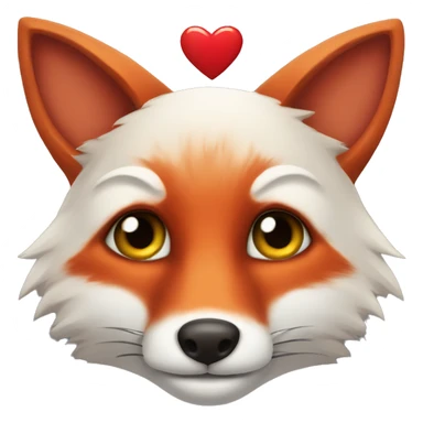 deep lush red fox face with tiny red heart instead of eyes sticker