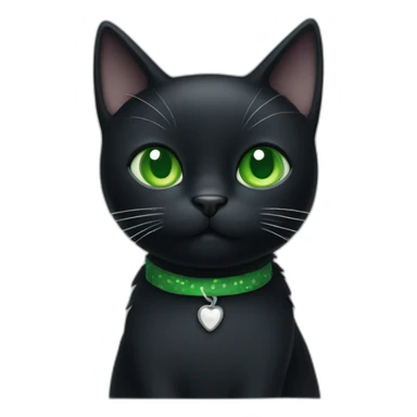 A black cat with green eyes with a white mustache and white small spots in full height sticker