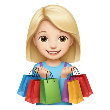 A little girl (he usually calls her baby), who is obsessed with shopping and luxury brands and holds a dozen of bags sticker