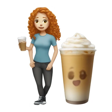 Ginger girl drinking iced coffee sticker