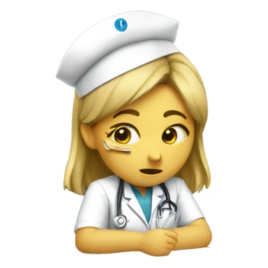Student nurse taking an exam while crying sticker
