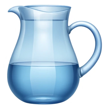 A water pitcher, transparent, slightly blue water, no lid, no droplets, tall. Without a handle and without spout.
 sticker