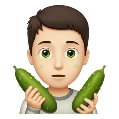 Boy holding a pickle sticker
