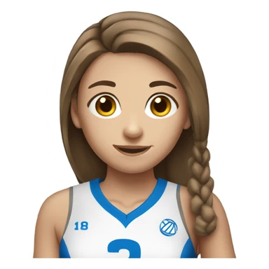 Volleyball teen girl player with ball and long brown hair and blue eyes  sticker