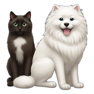 dark ragdoll cat and samoyed sticker