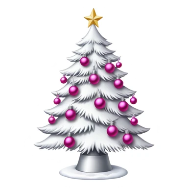 white Christmas tree with pink ornaments sticker
