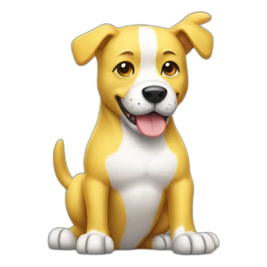 yellow and white dog with muscles and thumbs up showing the whole body sticker
