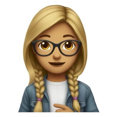 Girl giving peace sign with glasses  sticker