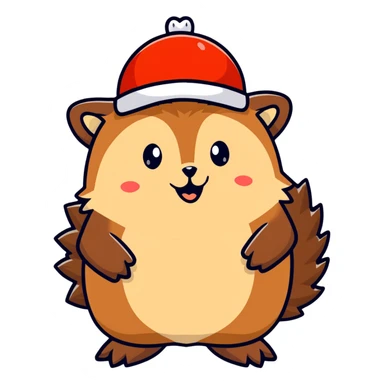 hedgehog taking off a hat sticker