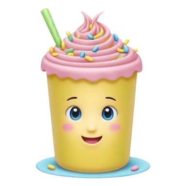 casual sprinkle of thin curved sugar vermicelli pastel bright colors pink yellow green blue matte slightly grainy cylindrical no bowl dessert just sprinkles apple emoji style soft lighting subtle shadows emoji scale sticker