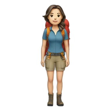 White brunette hiking woman sticker