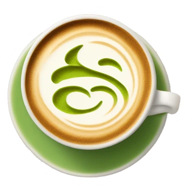 Matcha latte with latte art sticker