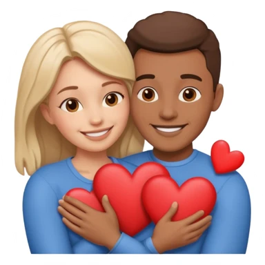 Man and woman hugging with hearts around them sticker