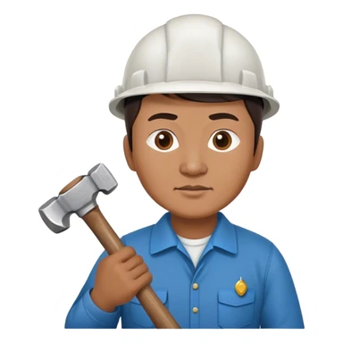 photorealistic kazakh worker middle age with 
hammer sticker
