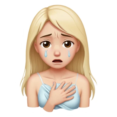 a girl crying in pain holding her chest, heartbreak, tears streaming down face sticker