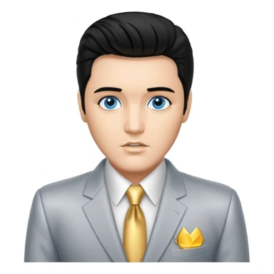 Elvis Presley with Blue eyes, black hair, silver  and gold suit sticker