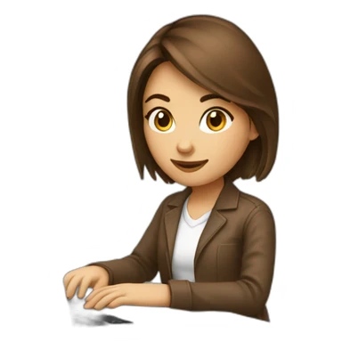 pretty programmer girl with brown hair working with MacBook sticker
