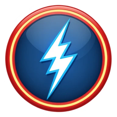 Red and blue lightening in a circle shape with effects sticker
