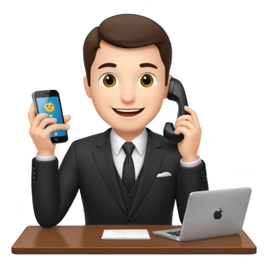 excited office boss on phone at his desk sticker
