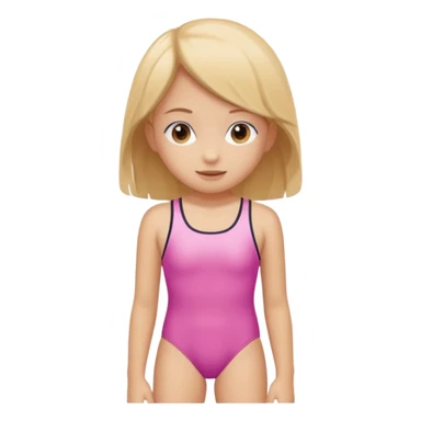 A girl wearing a school swimsuit sticker